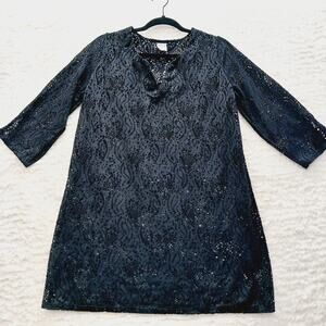 Blouse Tunic Swim Suit Cover Black Lace Eyelet Witchy Goth Fairy Grunge Size M